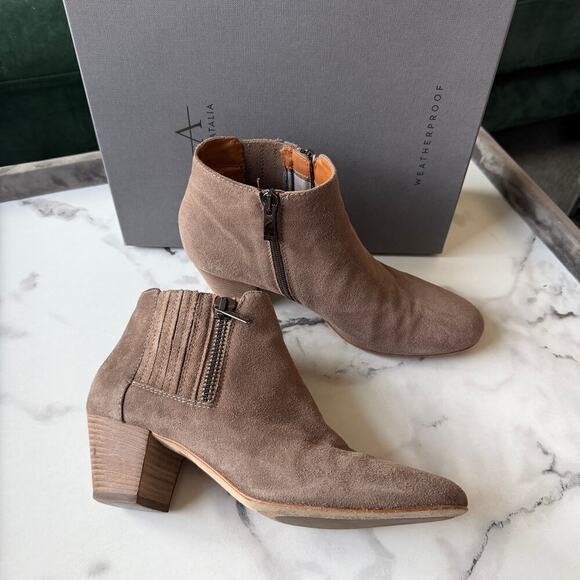 Aquatalia Shoes - Aquatalia Fallon Suede Ankle Booties Light Brown Size 39